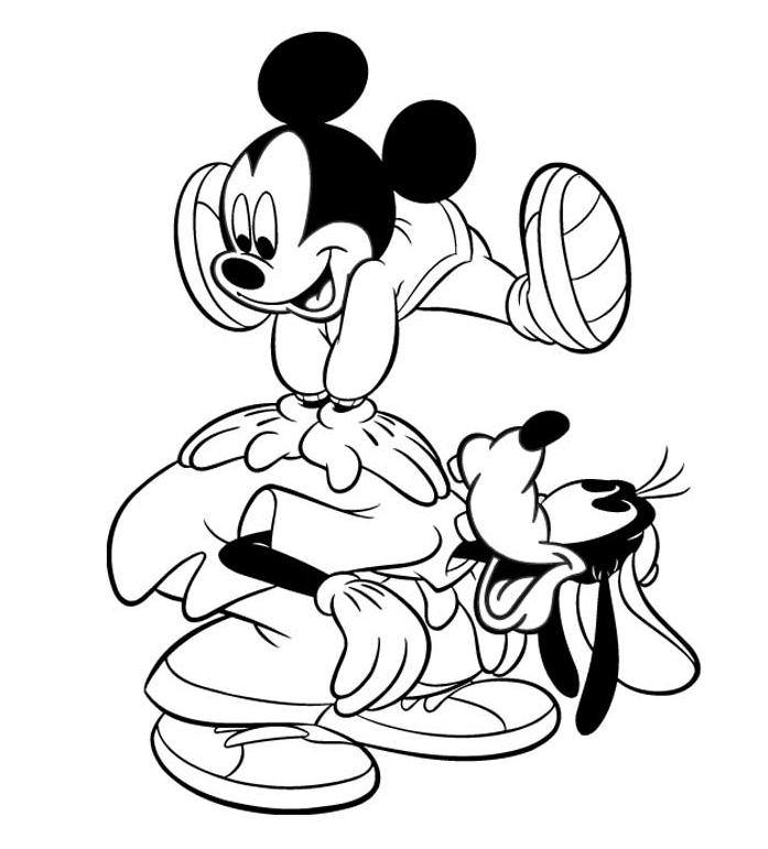 coloriage mickey joue a saute mouton